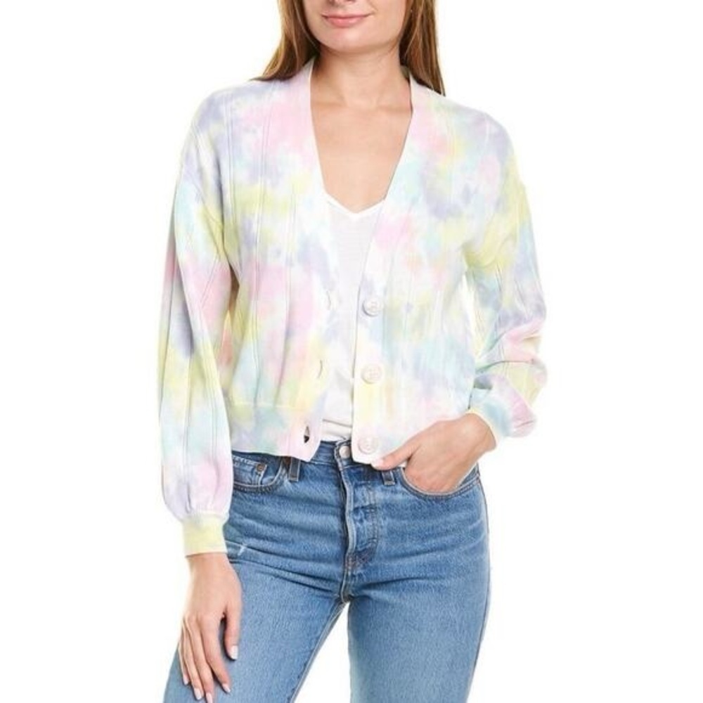27 Miles Malibu Keaton Rainbow Multicolor Tie Dye Cotton Cardigan Sweater Small